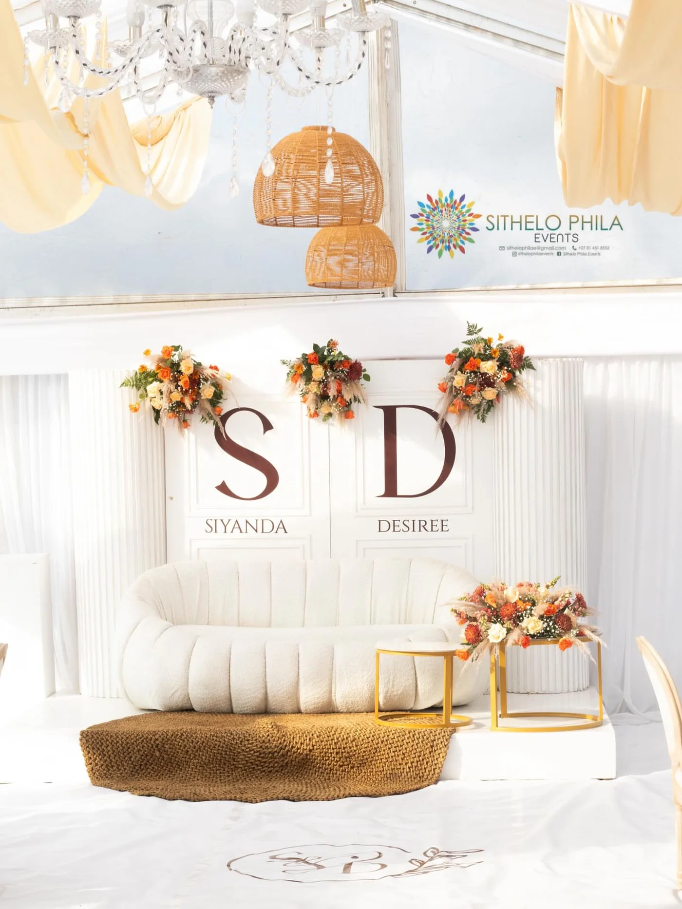 Wedding reception lounge styled by Sithelo Phila Events, Pietermaritzburg