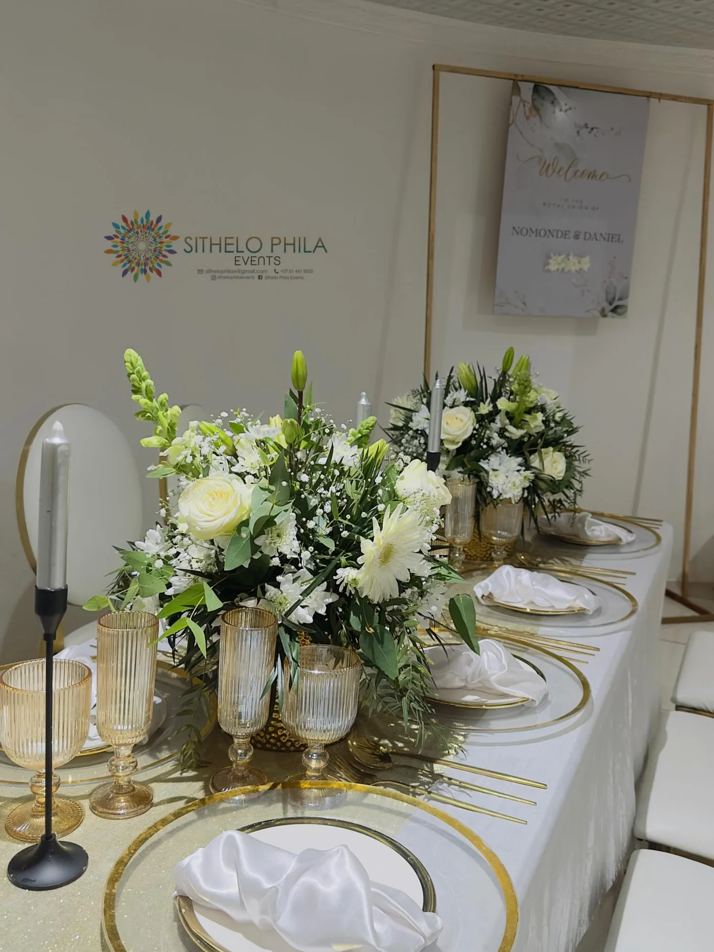 Lobola lunch styled in white and gold by Sithelo Phila Events
